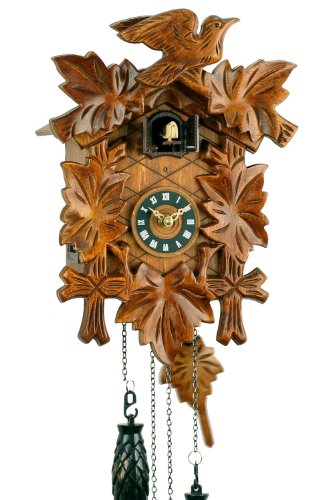 Schwarzwälder Kuckucksuhr aus Echtholz mit batteriebetriebenem Quartzwerk mit Kuckuckruf und Musikspielwerk - von Uhren-Park Eble - Eble -Fünflaub 30cm- Schwarzwälder Kuckucksuhr aus Echtholz mit batteriebetriebenem Quartzwerk mit Kuckuckruf und Musikspielwerk - von Uhren-Park Eble - Eble -Fünflaub 30cm-