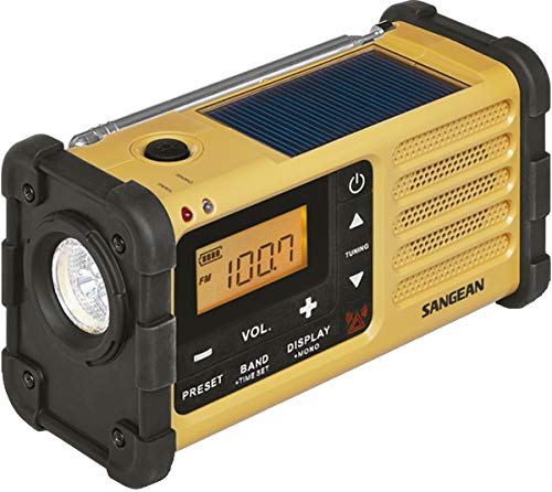 Sangean MMR-88 Tragbares Kurbelradio, Notfall radio mit Taschenlampe und Notfall-Signalton - UKW/MW-Tuner - Gelb/Schwarz