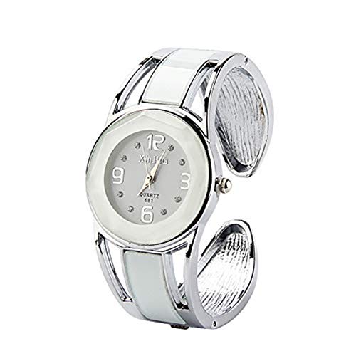 ele ELEOPTION Armband Design Quarz Uhr mit Strass Dial-Edelstahl-Band für Frauen (Weiß)