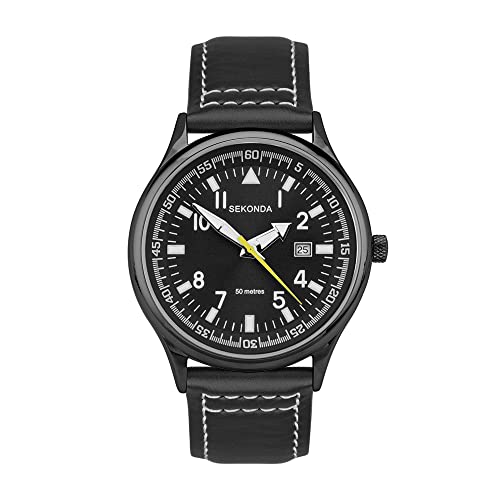 Sekonda Herren Datum klassisch Quarz Uhr mit Leder Armband 1557.27