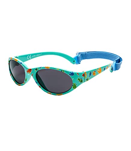 Kiddus Sonnenbrille für Kinder Mädchen Jungen. Alter ab 2 Jahren. UV400 Sonnenfilter. CAT 3. Aus Gummi. BPA-Frei. Verstellbares und abnehmbares Band