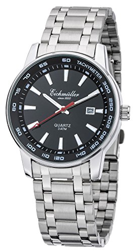 Eichmüller analoge Edelstahl Herrenuhr 3ATM mit Gehäuse Tachymeter Datumsanzeige Eichmüller analoge Edelstahl Herrenuhr 3ATM mit Gehäuse Tachymeter Datumsanzeige