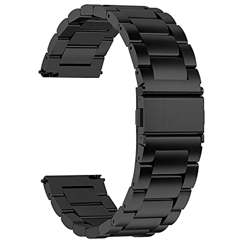 Fullmosa Edelstahl Uhrenarmband 22mm für traditionell Uhr, Kompatibel mit Samsung Galaxy Watch 3 45mm/Galaxy Watch 46mm,Huawei Watch 4/4Pro/GT 4/3/2 46mm/Garmin Vivoactive 4,22mm Schwarz
