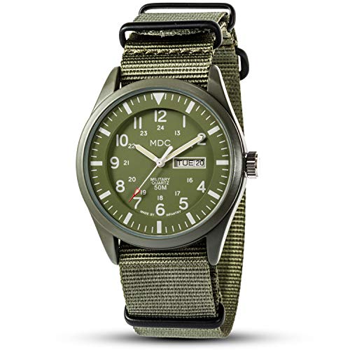 Uhren Herren Armbanduhr Militär Uhr Outdoor Sport Herrenarmbanduhren Herrenuhr Wasserdicht Grün Tactical Watch Field Watches for Men Datum Wochentag Leuchtende Arbeitsuhr mit NATO Nylonband von MDC Uhren Herren Armbanduhr Militär Uhr Outdoor Sport Herrenarmbanduhren Herrenuhr Wasserdicht Grün Tactical Watch Field Watches for Men Datum Wochentag Leuchtende Arbeitsuhr mit NATO Nylonband von MDC