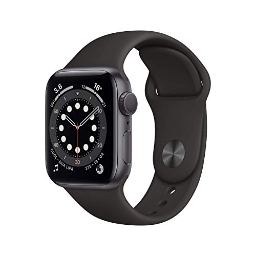 Apple Watch Series 6 (GPS, 40MM) Aluminiumgehäuse Space Grau mit Schwarz Sportarmband (Generalüberholt)