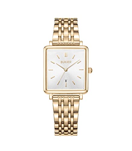 BURKER Armbanduhr Daisy Gold 28mm - Damen Uhr Analog Quarz Armbanduhr Quadratisch Wasserdicht 3 ATM mit Edelstahl Armband BURKER Armbanduhr Daisy Gold 28mm - Damen Uhr Analog Quarz Armbanduhr Quadratisch Wasserdicht 3 ATM mit Edelstahl Armband