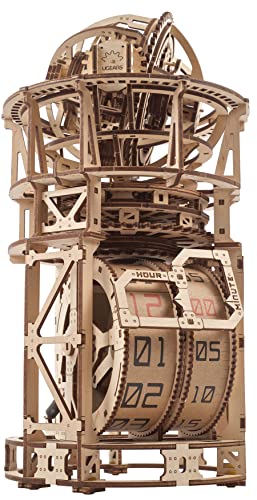 UGEARS Sky Watcher Schreibtischuhr – Vatertagsgeschenk, astronomische Tischuhr, Holzmodellbausätze für Erwachsene zum Bauen – Holzuhrenbausätze, 3D-Puzzles – Bausatz für mechanische – 3D-Holzpuzzles