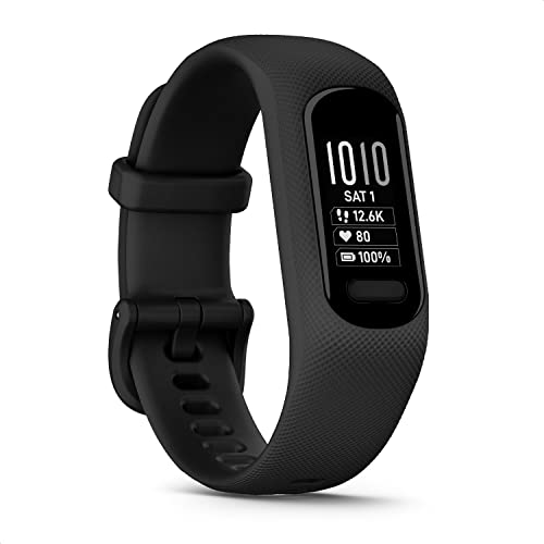 Garmin vívosmart 5 – Fitness-Tracker mit extragroßem OLED-Touchdisplay, Gesundheitsfunktion wie Schlafqualität und Herzfrequenzmessung. Bis zu 7 Tage Akkulaufzeit, wasserdicht und Notfallhilfe.