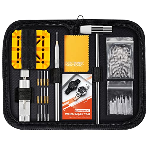 Eventronic Uhrenarmband Werkzeug Set,Uhrenwerkzeuge zum Einstellen und Ersetzen von Armbändern,Uhren Werkzeuge Set Einschließlich Federstegwerkzeug, Uhrenarmband Entferner, Hammer, 20PCS Federstege Eventronic Uhrenarmband Werkzeug Set,Uhrenwerkzeuge zum Einstellen und Ersetzen von Armbändern,Uhren Werkzeuge Set Einschließlich Federstegwerkzeug, Uhrenarmband Entferner, Hammer, 20PCS Federstege