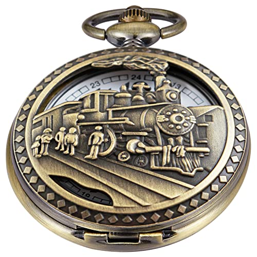 Whodoit Klassische Herren Quarz Taschenuhr Taschenuhr Quarz Uhrwerk mit Kette für Herren, Cf119, Digitales Quarz-Uhrwerk