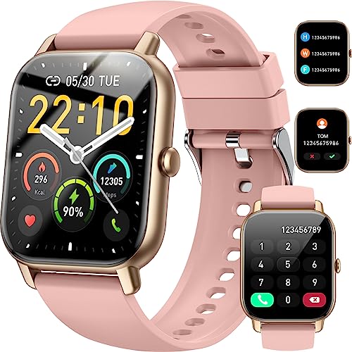 Smartwatch fÃ¼r Damen Herren, 1,85 Zoll Touchscreen Smart Watch mit Bluetooth Anrufe, IP68 Wasserdicht Fitnessuhr mit Herzfrequenzmonitor Schlafmonitor SchrittzÃ¤hler, Sportuhr fÃ¼r iOS Android, RosÃ©gold