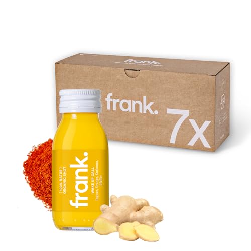 FRANK SHOT Wake Up Call - Bio Ingwer-Shots mit Kurkuma und Orange in Premium Qualität, Vegan, Nachhaltig im Glas, ohne Konservierungsstoffe - 7 x 60 ml