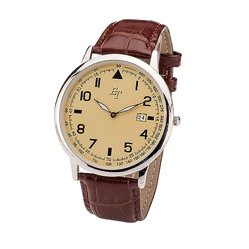 EUROtops Fliegeruhr Swing - Herren-Armbanduhr, Halb-Leder-Armband in Kroko-Prägung und Dornschließe, Edelstahl/Glas, nachleuchtende Zeiger, 36 g / 6,8 mm, Beige/Braun, Flug-Navigator-Stil EUROtops Fliegeruhr Swing - Herren-Armbanduhr, Halb-Leder-Armband in Kroko-Prägung und Dornschließe, Edelstahl/Glas, nachleuchtende Zeiger, 36 g / 6,8 mm, Beige/Braun, Flug-Navigator-Stil