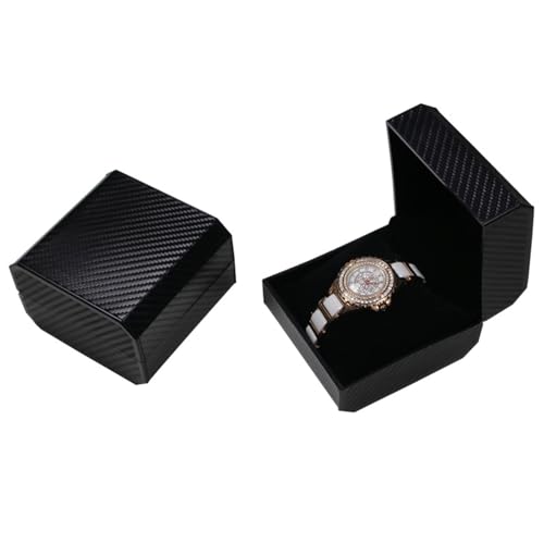 YekouMax Uhrenbox herren, Aufbewahrungsbox für smartwatch und armbanduhren, PU Leather Gift Box for Watch, Jewellery, Birthda, Boyfriend, Men and Women (1, Carbon-Textur)