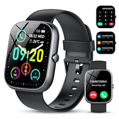 Smartwatch für Herren Damen,1,91" Voll Touch Smart watch mit Bluetooth Anrufe,100+Sportmodi IP68 Wasserdicht Sportuhr,Fitnessuhr mit Puls-Schlaf-Monitor Schrittzähler, Uhr für Android iOS(Schwarz)
