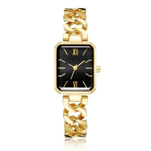 CIVO Damen Uhr Edelstahl Damenuhr: Rechteckig Gold Armbanduhr - Wasserdicht Analog Uhren für Frauen