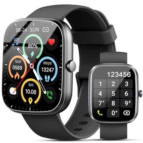 Smartwatch Damen Herren, 1,91\'\' HD Großbildschirm Fitness Tracker, Telefonfunktion Smart Watch, 100+ Sportmodi Fitnessuhr/Schrittzähler/Pulsuhr/Schlaftracker, IP68 Wasserdicht Sportuhr für Android iOS