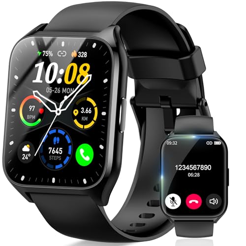 Smartwatch Herren Damen, 1,85\" HD Touchscreen Smart Watch mit Telefonfunktion, 113+ Sportmodi Fitnessuhr mit Herzfrequenzmonitor/Schlafmonitor/Schrittzähler, IP68 Wasserdicht Sportuhr für Android iOS