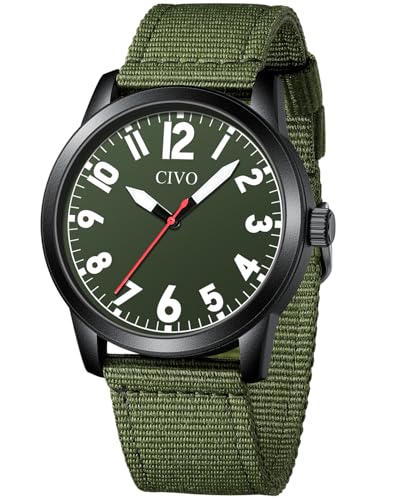 CIVO Uhren Militär fur Mode Herren: Quarzuhr mit Groß Zahlen - Analog Wasserdicht Nylonband