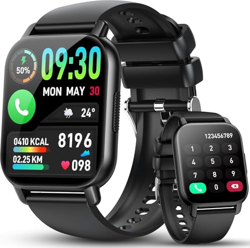 Smartwatch Damen Herren mit Telefonfunktion, 1.85\'\' Zoll HD Smart Watch, 112+ Sportmodi Sportuhr mit Pulsuhr/Schlafmonitor, IP68 Wasserdicht Fitnessuhr mit Information Erinnerung für iOS Android